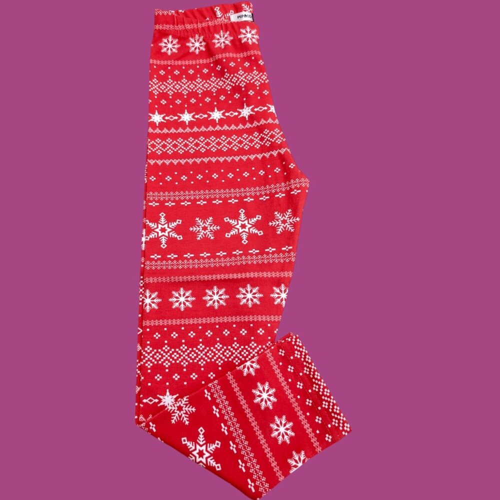 Pepco Full length Soft Cottonleggings SkinnyFit stretchy Red Christmas NWOT